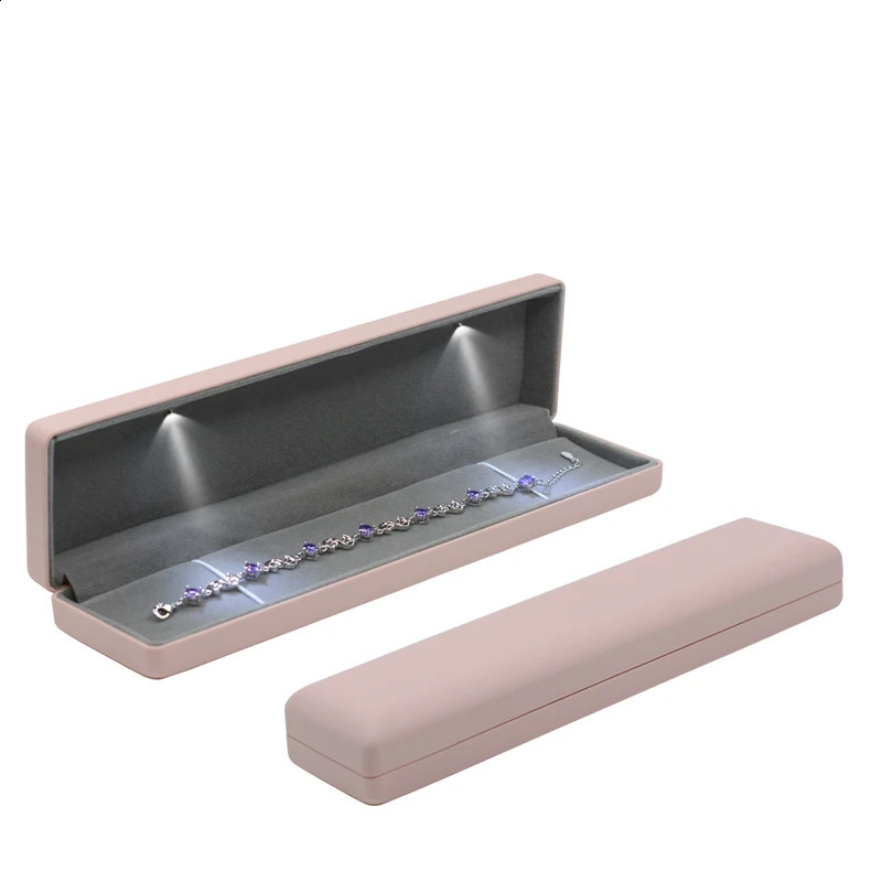 Engagement Ring Earrings Box For Women Jewelry Pendant Box with LED Light Bracelet Jewellery Case Wedding Necklace Display Case 250424