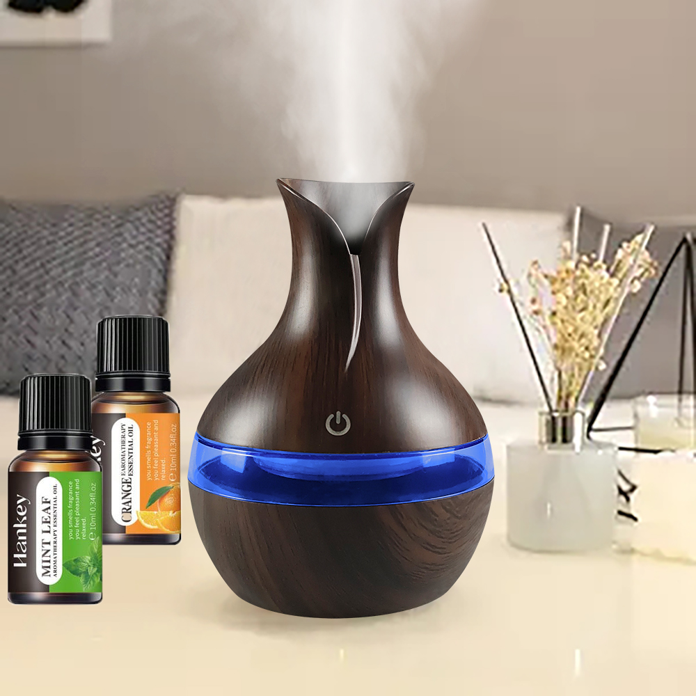 New 300ml Aromatherapy Humidifier Oil Diffuser 2 in 1 USB Design, Ultra Quiet, Perfect for Bedroom, Office (2 Oils Included)