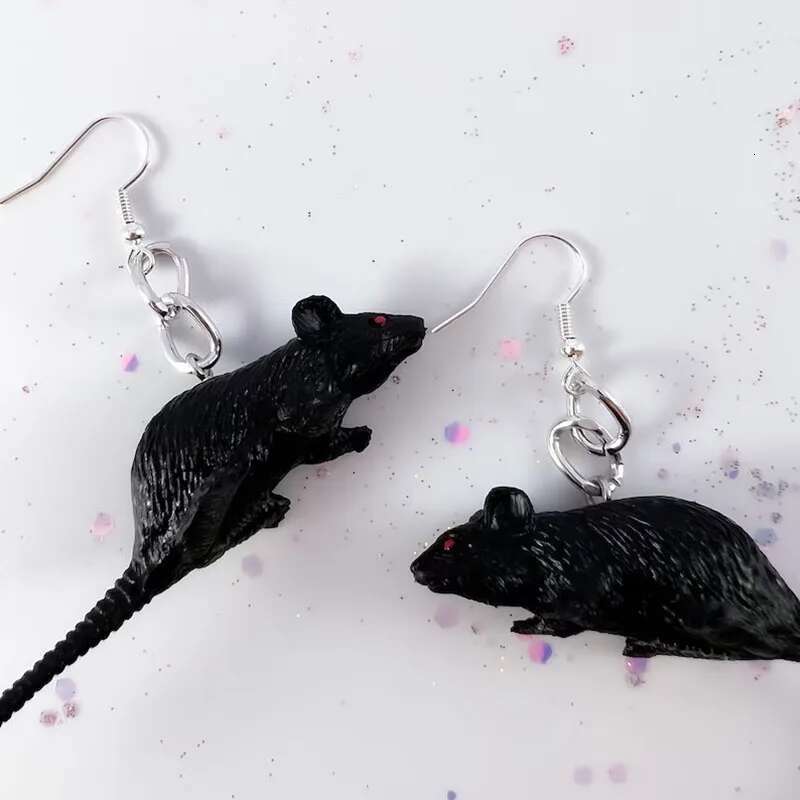Rats Black Dangle Earrings Halloween Mice Goth Halloween Handmade Jewelry Unique