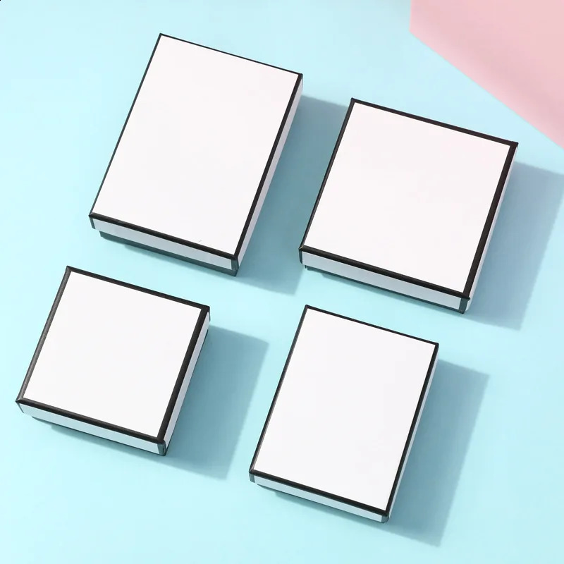 12pack White Black Cardboard Jewelry Box Earings Rings Necklace Storage Boxes 7x9x3cm Kraft Paper Travel Wedding Gift Dust Case 250424
