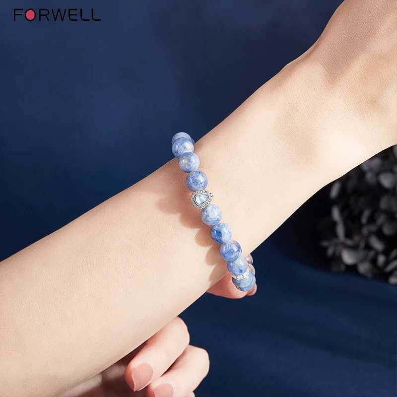 FORWELL Natural White and Blue Crystal Bead Bracelet Sterling Silver Fortune Gourd Bracelet Women Light Luxury Premium J251125