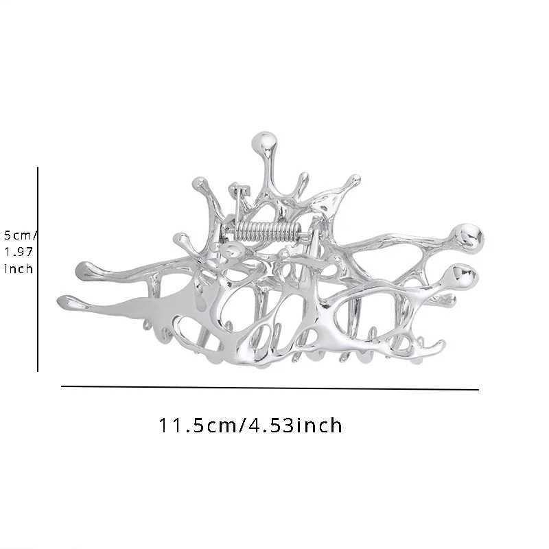 Y2k Geometric Claw Clip Womens Large Metal Silver Korean Fashion Shark Hair Clip Claw Girl Hair AccessoriesT250425