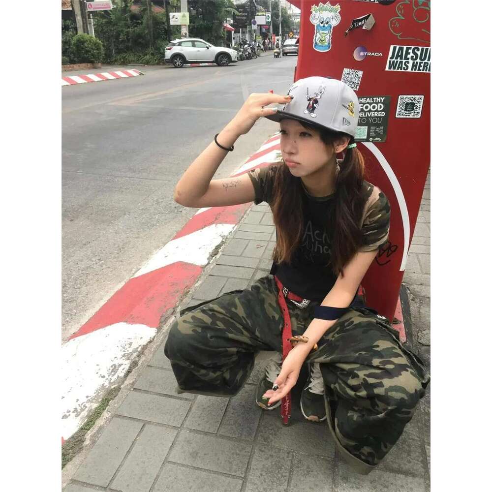 Punk Street Casual Summer Women Camouflage Haruku Vintage High Waist Loose Y2k Wide Leg Baggy 2024 Denim Shorts