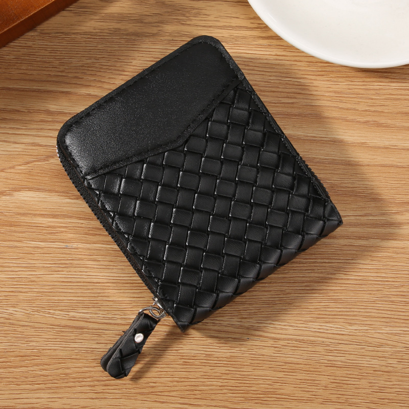 New simple fashion woven grain card bag multi-function organ card bag large capacity multi-position card clip credit card cover