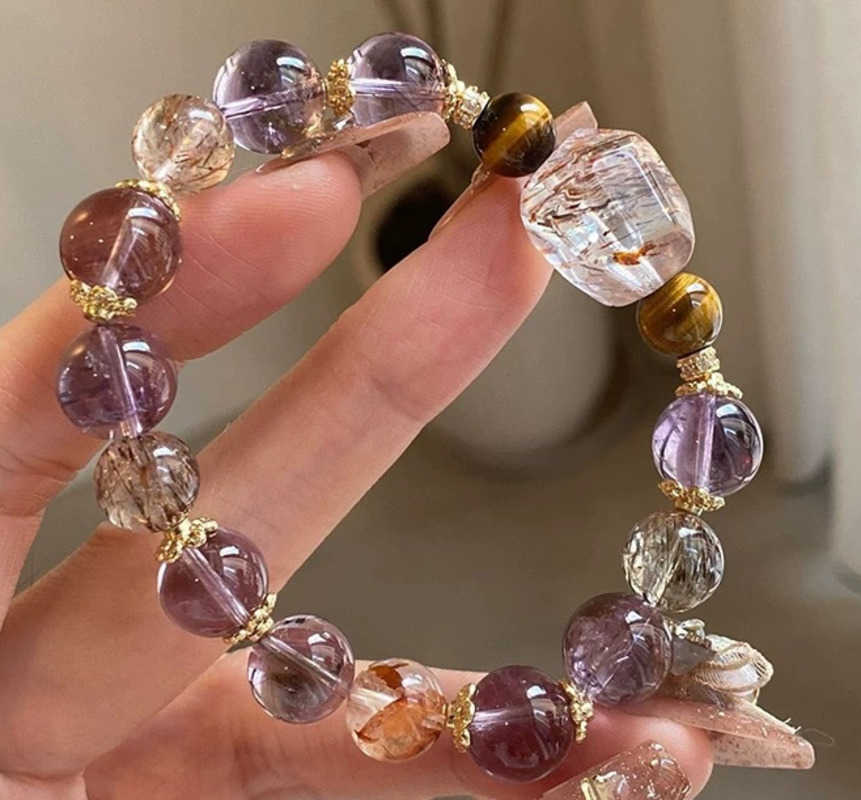 WealthAttractinga ndL uckEnhancingPu rpleTo werCr ystalYe llowTi gerEy eSt oneBl ackGo ldSu perSe venBr aceletGi ftfo rBe stFr J251125