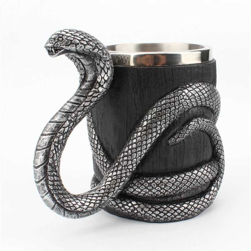 304 Stainless Steel Liner Resin Cobra Mug 3D Snake Beer Coffee Milk Drink Water Tea Mugs Cool Animal Geeks Boyfriend Gothic Gift Y251125