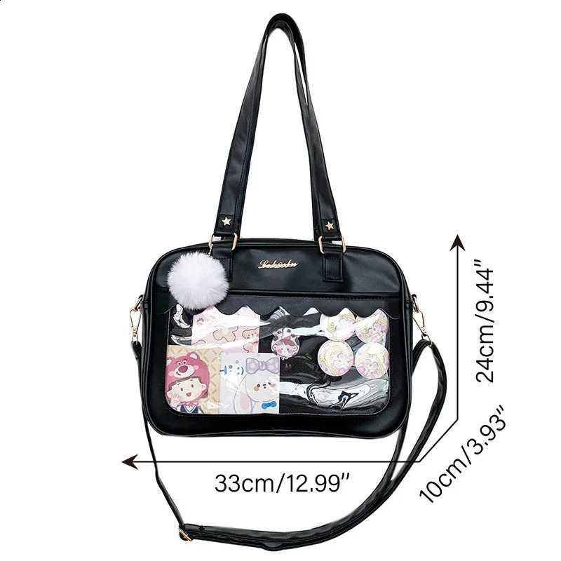 Japanese Kawaii Shoulder Bag for Women PU Leather Itabag Transparent Bag JK Tote Bag Handbags Preppy Bag Ita Bag Crossbody Bag 250417