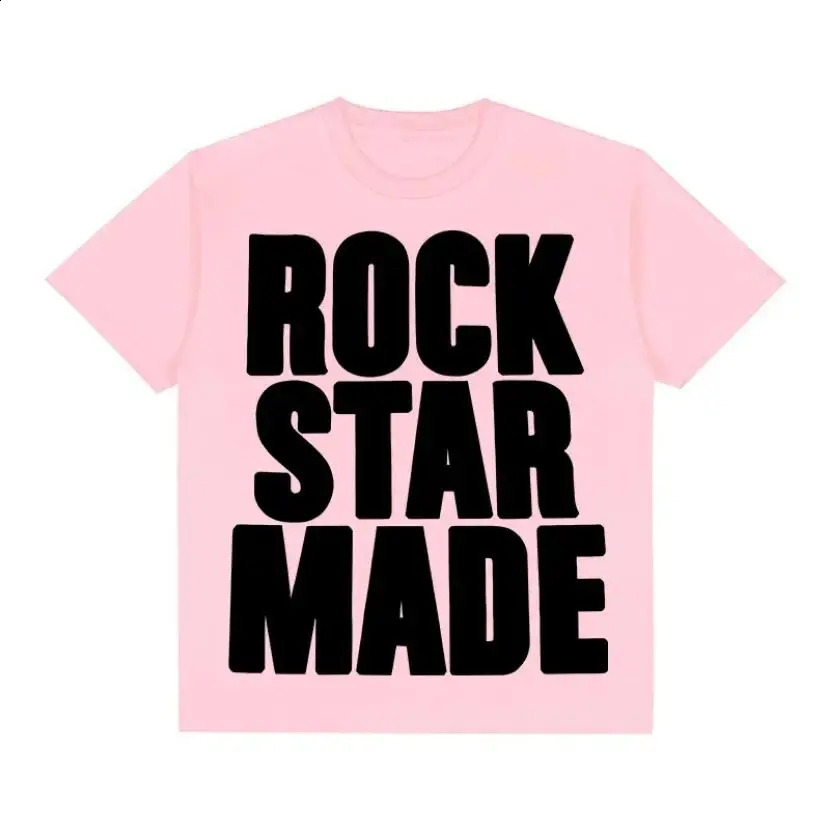 Rock Goth Fashion Mens Punk Grunge Hip Hop Rap Retro Letter Printed Short Tshirt Casual Over Y2K Cotton Street Wear 250417