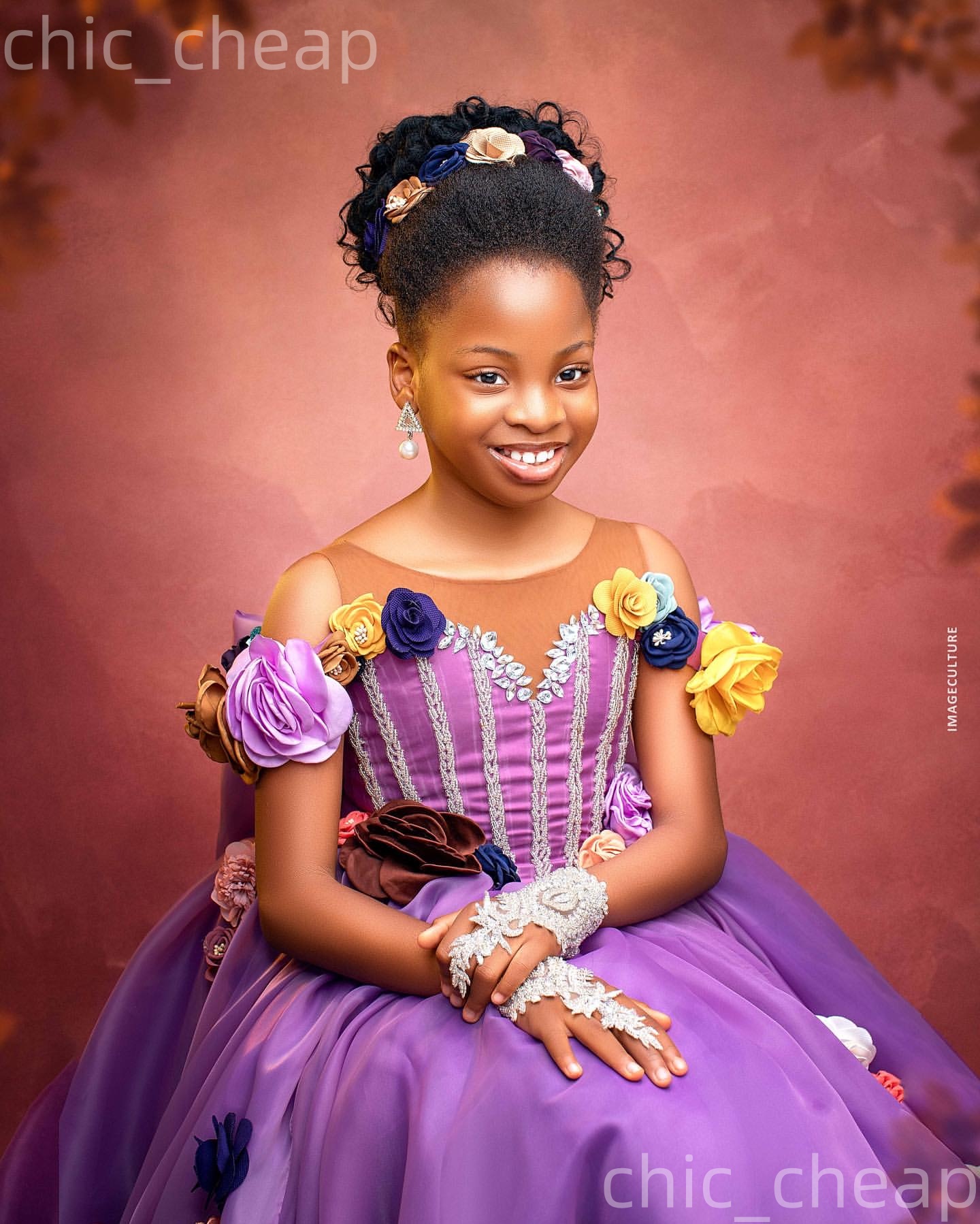 2026 Purple Ball Gown Flower Girl Dresses Beaded Crystals Flowers Organza Little Girl Christmas Peageant Birthday Christening Tutu Dress Gowns ZJ4242