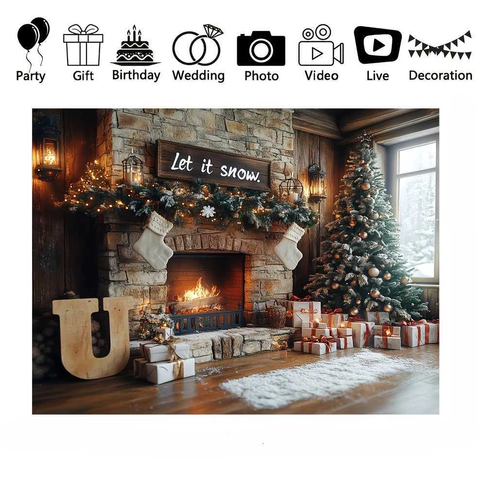 Cozy Christmas Tapestry with Fireplace and Festive Tree - Perfect for Adding Holiday Warmth to Any Room Decor Ideal for HomeM251125