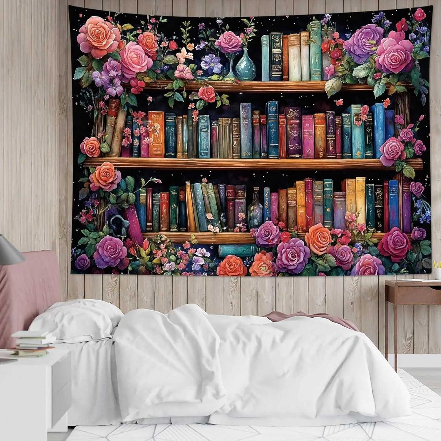 1pc Bookshelf Plant Tapestry Multiple Sizes 2D Print Greenery Bookcase Study Room Polyester Wall Hanging Bedroom Dorm RelaxingM251125