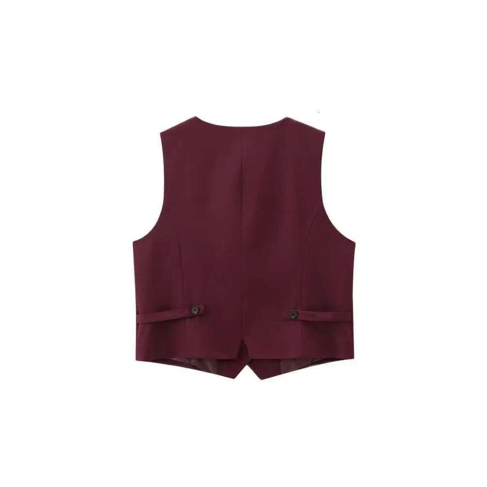 Trza-Women's Front Button Fitted Waistcoat And High Waist Pleated Wide Leg Pants, Female Two Piece Sets, Fashion
