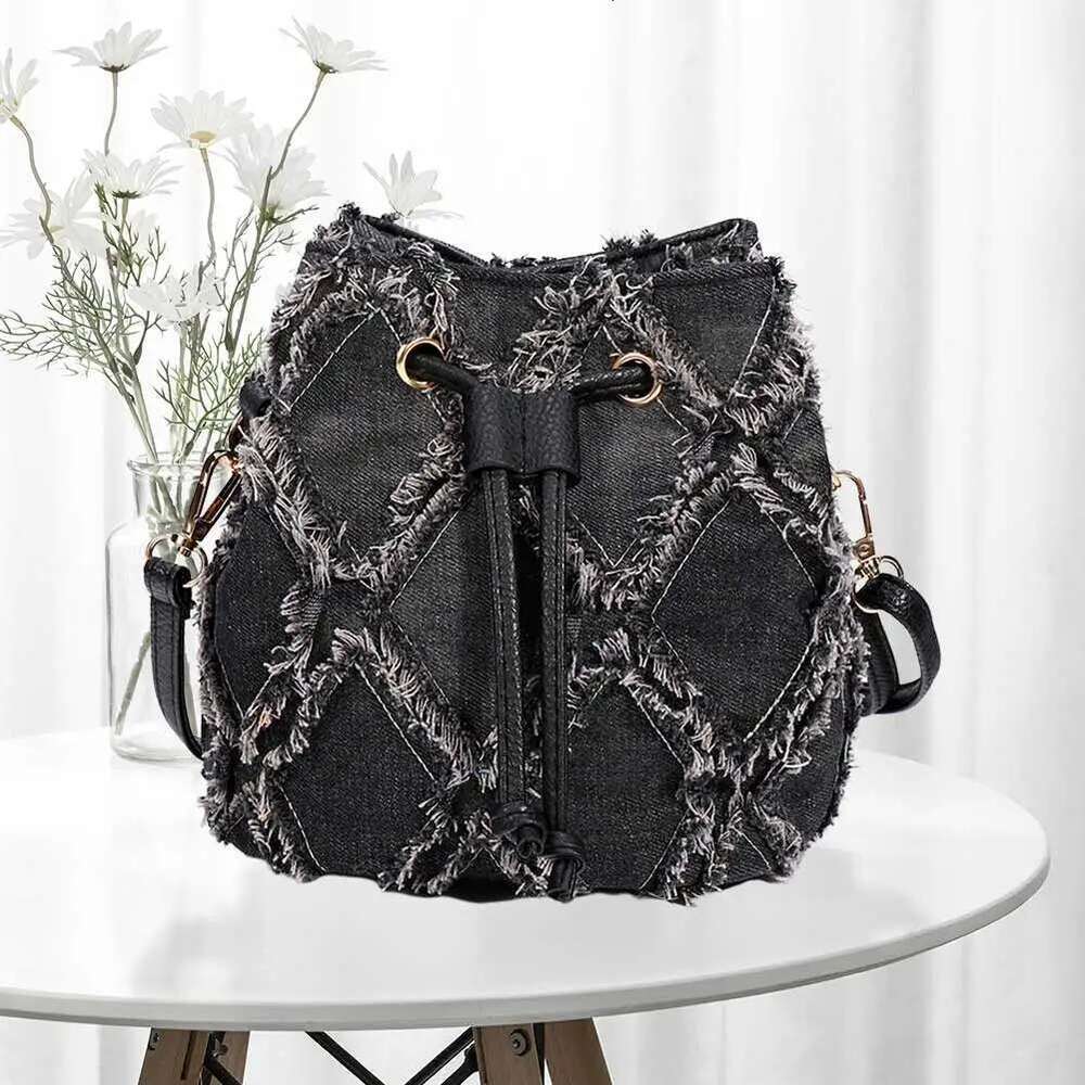 Women Tassel Shoulder Bag Stylish Denim Mini Crossbody Purse For Daily Use With Large Capacity And Fashionable Design