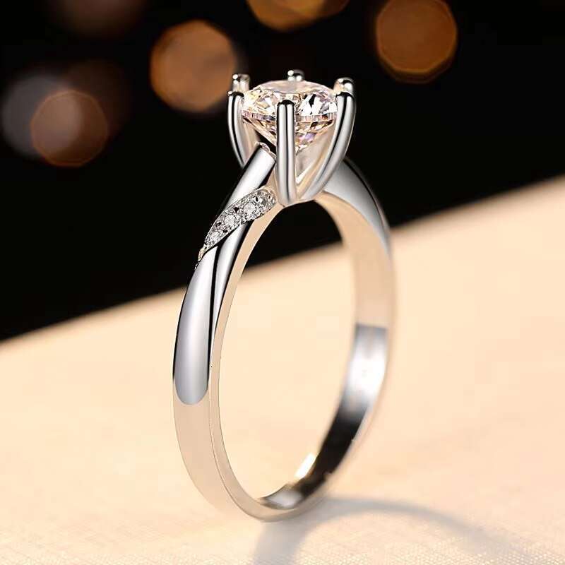 GR03 925 Italian Sterling Silver Classic Charming Moissanite Rings Jewelry for Lady