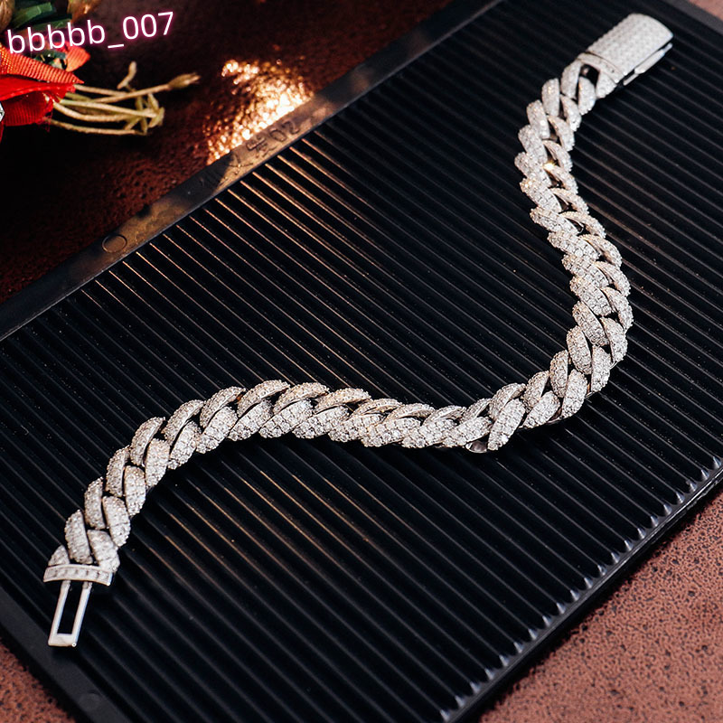 Miami Cuban Link 7-9 Inches Moissanite Diamond Chains Cuban Link Bracelet 925 Moissanite Chain Iced Out Jewelry Bracelet Men