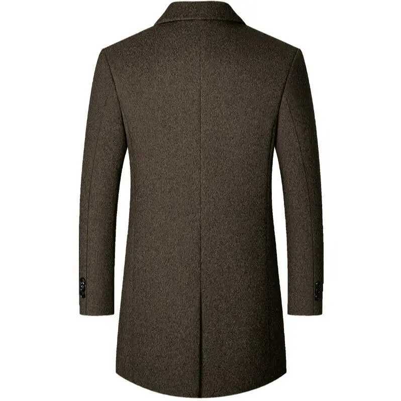 Trench Coat Men Brand Autumn and Winter New Solid Color Long Woolen Coat for Men Business Casual Windbreaker Men ClothingT251125