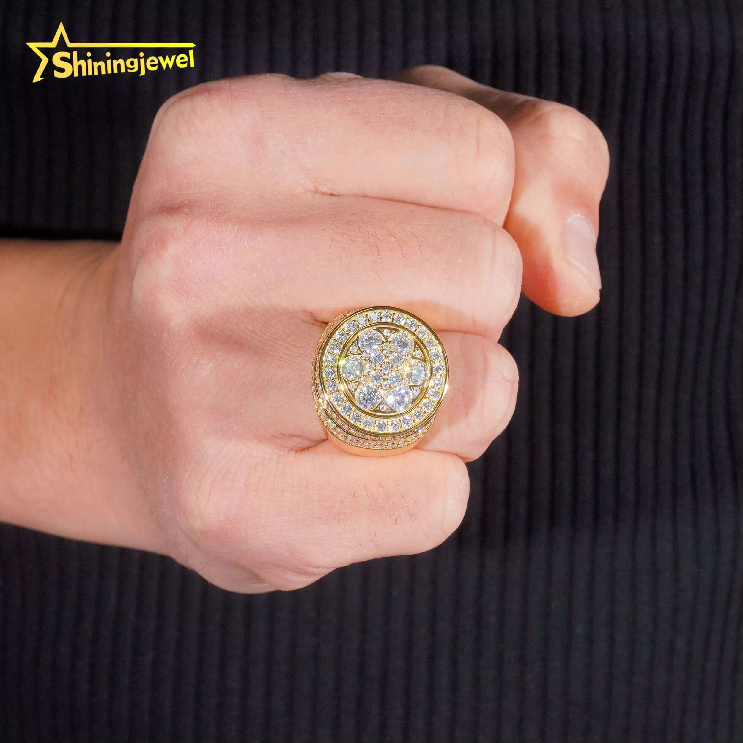 Fine Jewelry 925 Sterling Silver Gold Plated Hip Hop Jewelry New Style VVS Diamond Moissanite Iced Out Hip Hop Ring