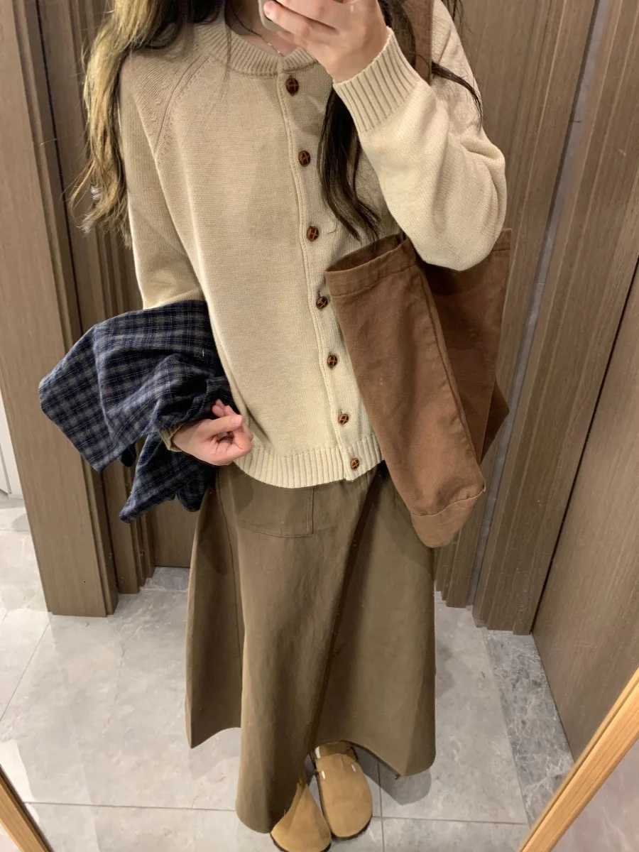 Gentle wind knitted cashmere cardigan womens autumn and winter new slim sweater soft waxy ladyT251125