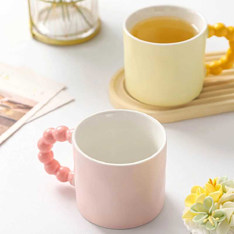 Ceramic Coffee Cup Pearl Handle Breakfast Milk Cup Office Home Baking Shop Dessert Milk Mug Office Afternoon Tea Coffee Cup Y251125
