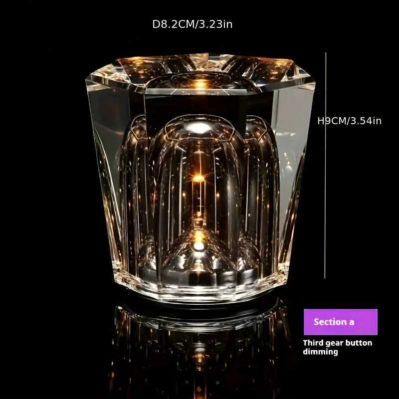 Crystal Diamond Night Light Restaurant Bar Table Light Atmosphere Light Bedroom Bedside Table Lamp Rechargeable Romantic LampM251125