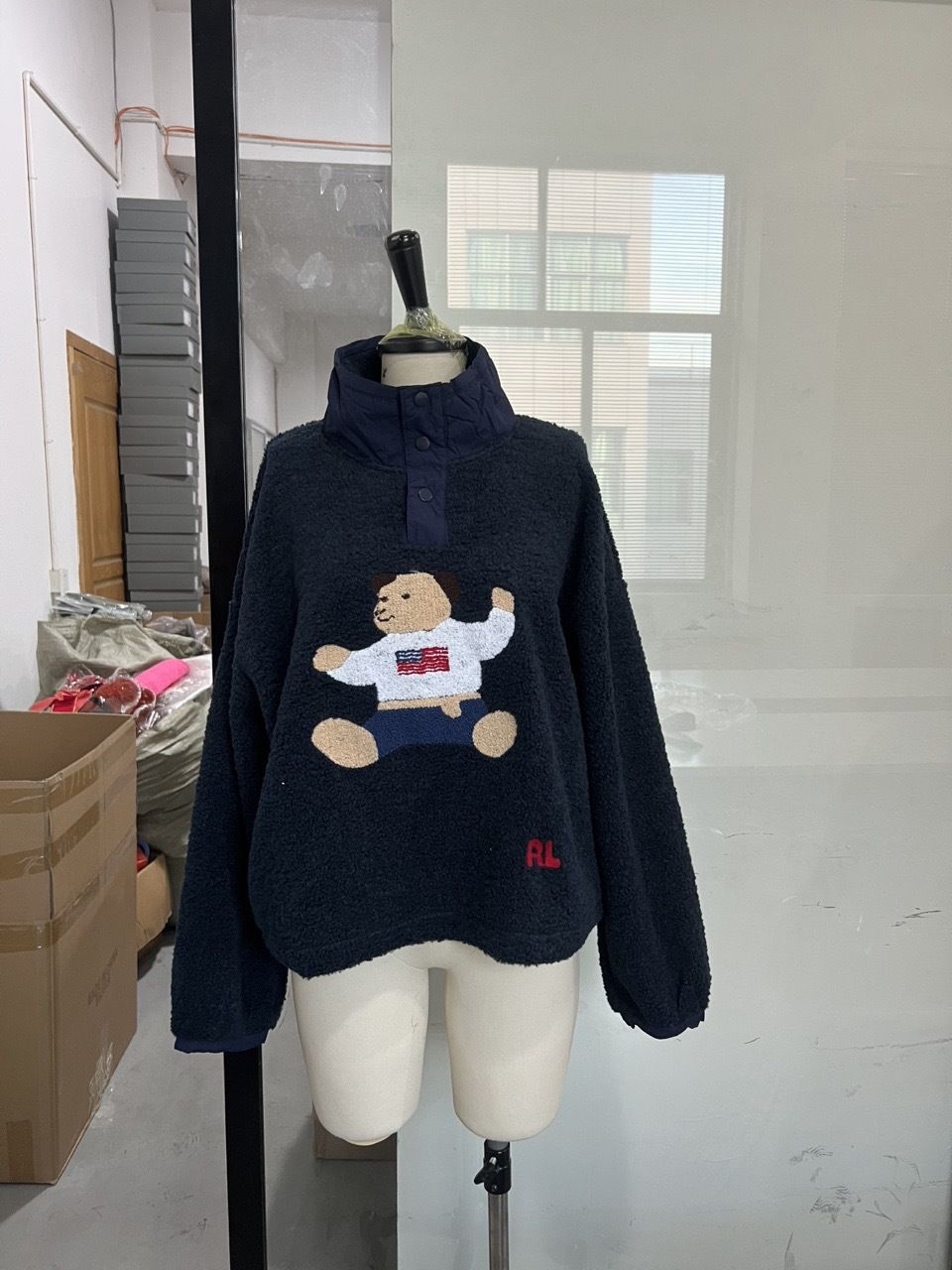 Women's Sweaters Cute Bear Little horse Pattern Sweatshirts High Collar Warm Polar Fleece Sweater Soft Blouses Tops 2025 Winter Lady Y2K Clothes