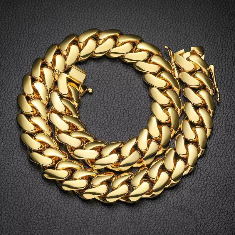Wholesale Choker 14k 18k Gold Chunky Custom Gold Cuban Link Chain Golden Cuban Miami Chain 10mm-22mm Miami Cuban Chain Necklace