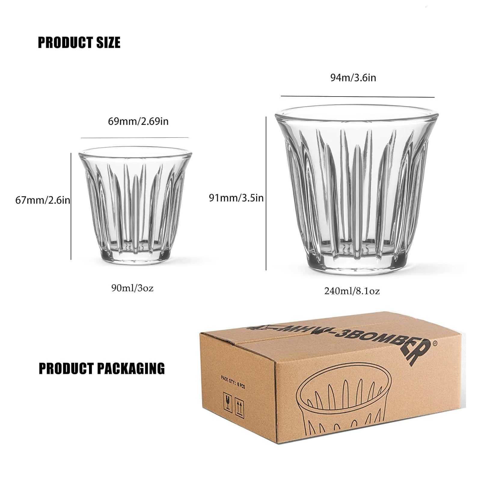 MHW-3BOMBER 6PCS Set Small Glass Cups 90ml/240ml Drinking Glasses Latte Glasses for Espresso Glass Cup Cafe Bar Gifts for Women Y251125