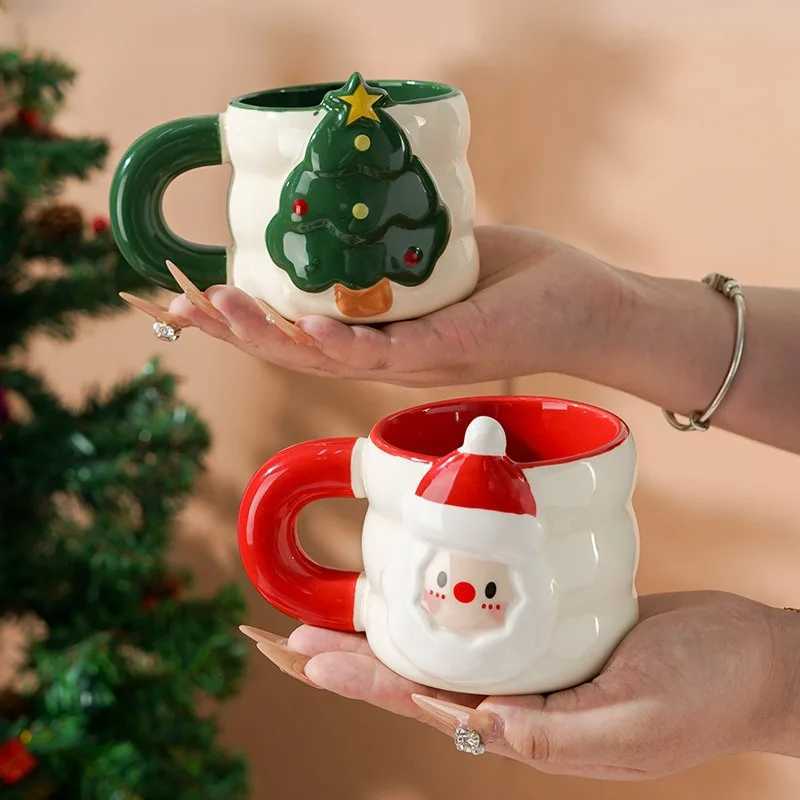 1pc Creative Ceramic Christmas Mugs Plenty of Christmas Gifts for Couples High-value Drinking Utensils Y251125