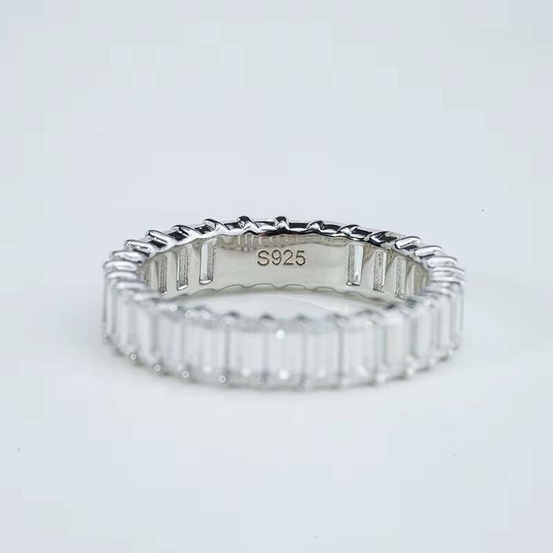 Starsgem S925 Sterling Silver 2x4mm Baguette Cut DEF VVS Moissanite Wedding Eternity Band