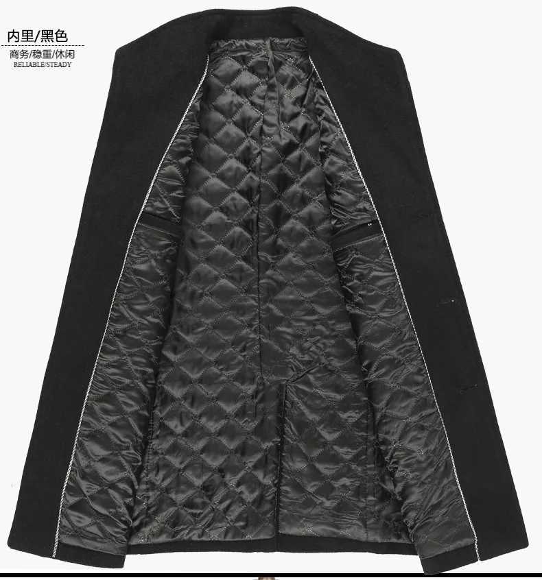 New Winter Men Stand Collar Formal Business Trench Coats Man Casual Long Jackets Male Cashmere Overcoats Woolen Blends Coats 3XLT251125