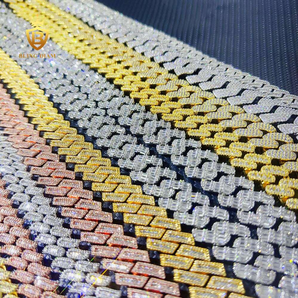 2023 Hot Sale Custom Hip Hop Jewelry Fashion 12mm 15mm 16mm 18mm 20mm AAAAA+ Moissanite Diamond Cuban Link Chain