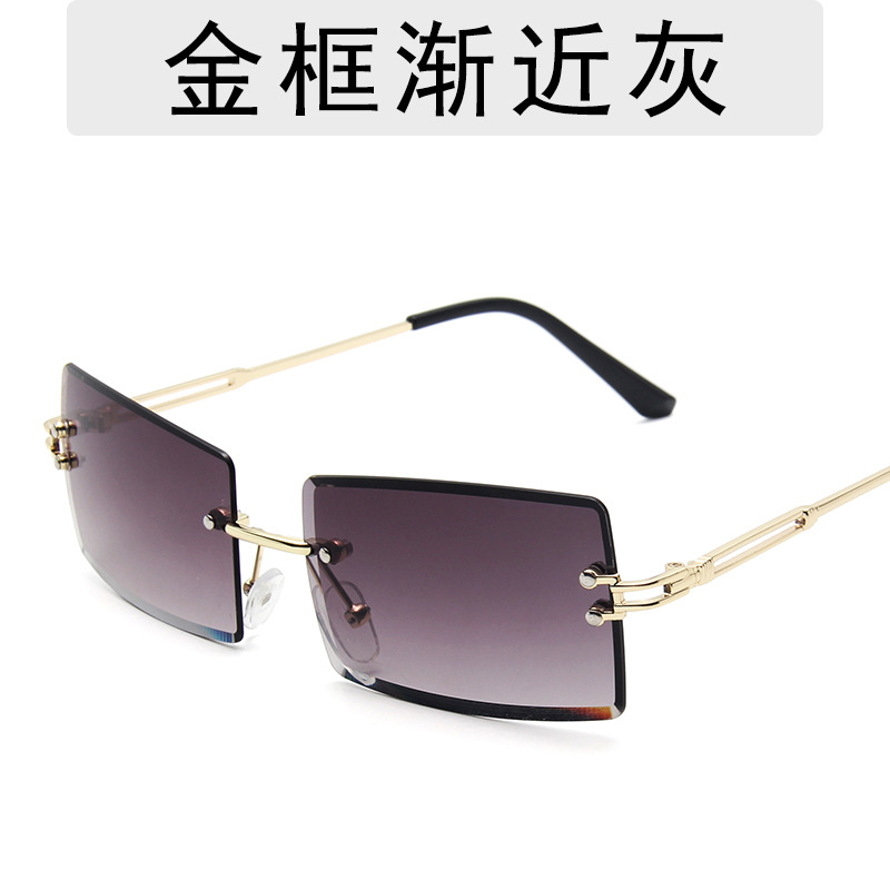 Cross-Border Fashionable Eyewear for Ladies: Unframed Gradient Square Shades