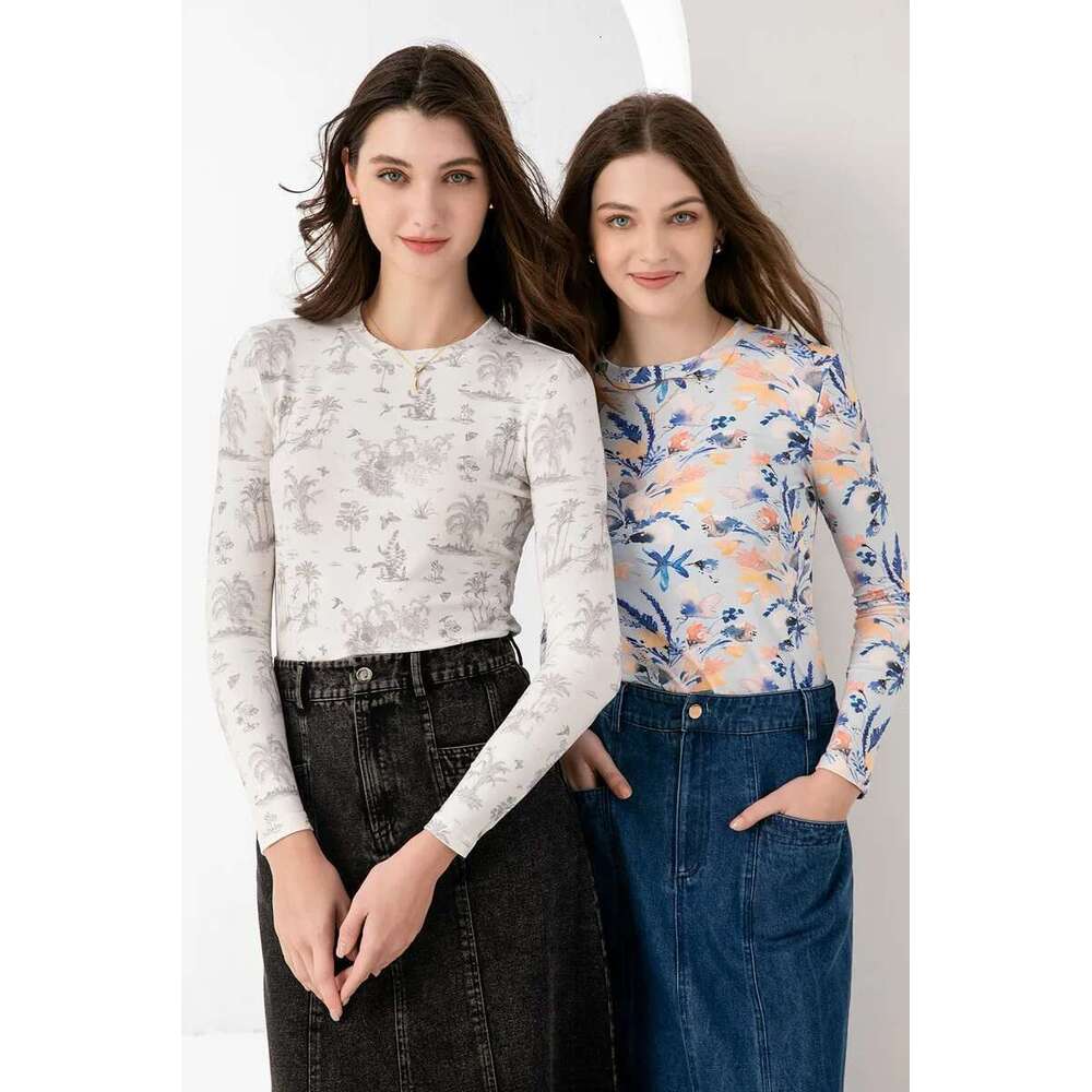 AS Aw2024 Spring Summer Print T Shirt Long Sleeve Fitted Woman Clothing - Do Not Need Size Up ( Ship Out In 1 Day )