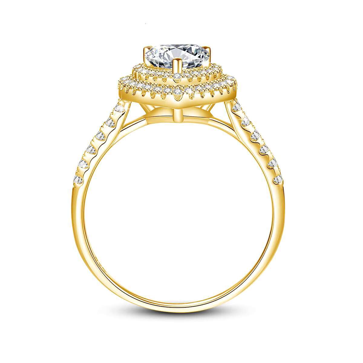 High Quality Engagement Wedding Rings Halo 1.5ct Heart Cut 18K Gold Bijoux Moissanite Rings 925 Sterling Silver
