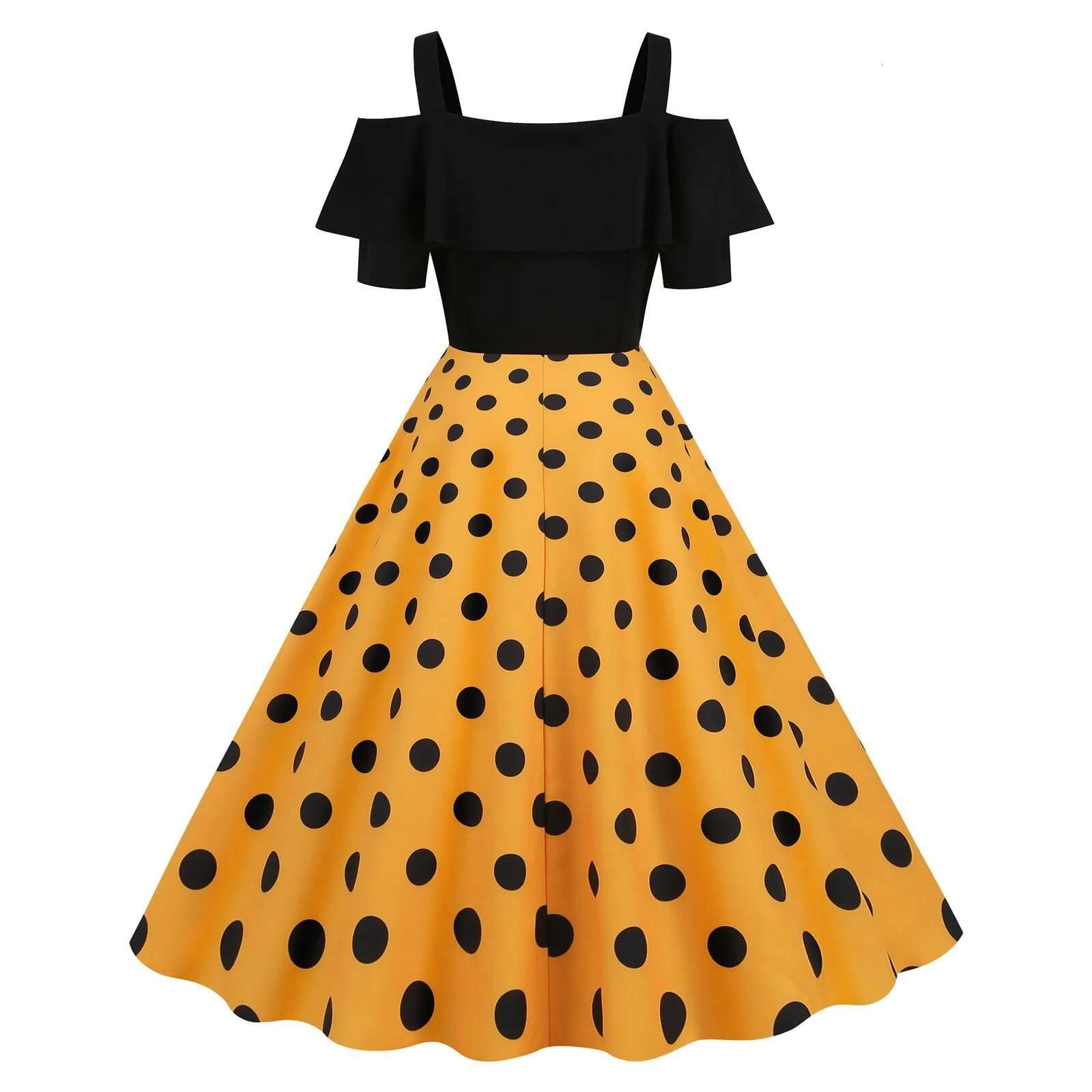 Dongdumaoyi Retro S Rockabilly Party Dress Women Elegant Polka Dot Printed Swing Office Lady Cocktail Evening