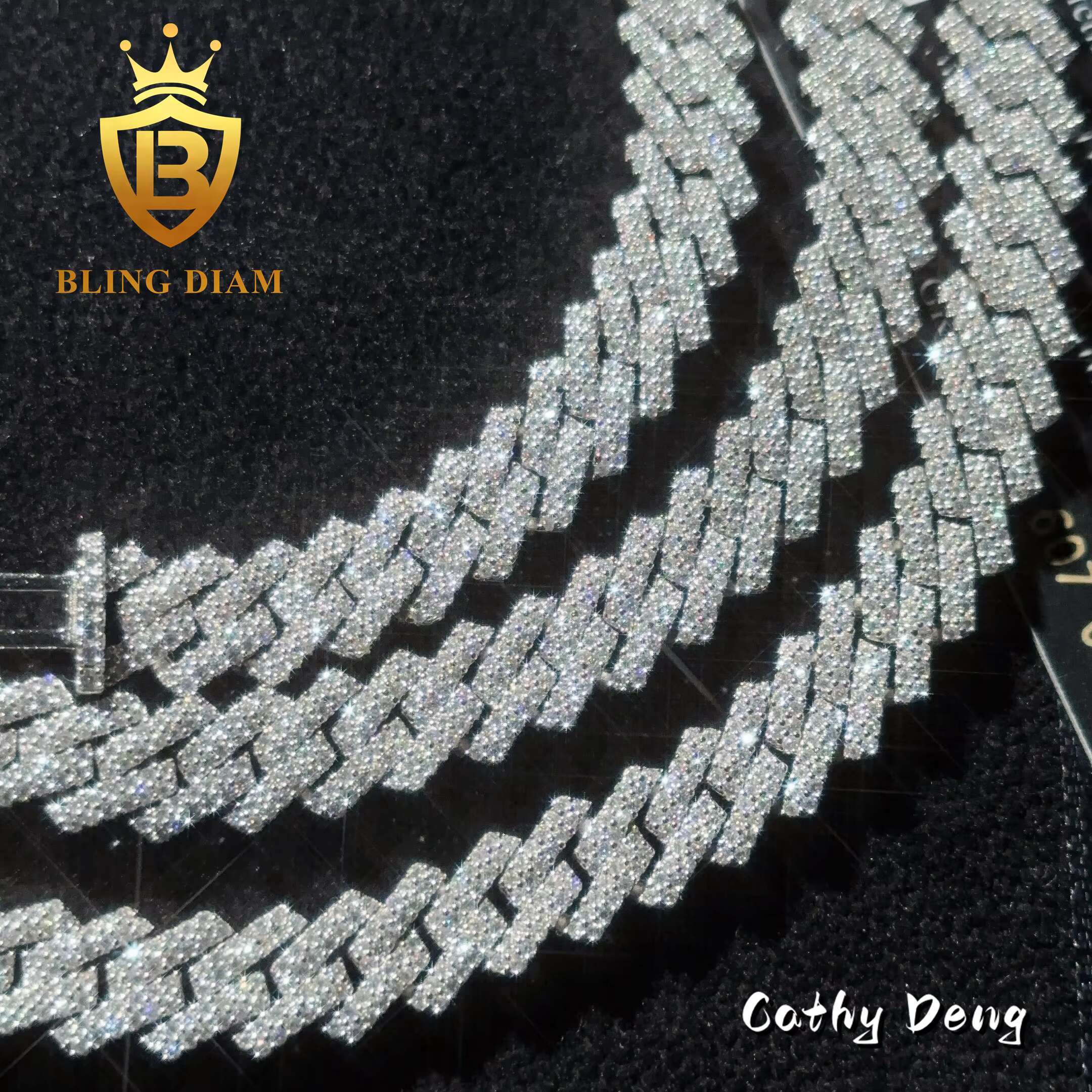 Fashion Rapper Jewelry 10mm Cuban Link Chain 925 Silver Hip Hop Chain Moissanite Diamond Iced out Cuban Link Necklace for Men
