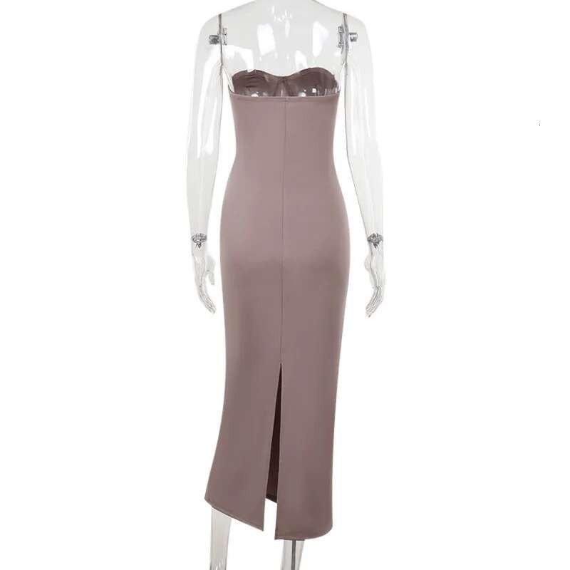 Dongdumaoyi Townlike Slim Bodycon Elegant Midi Long Dress Women Strapless Spring Summer Backless Nightclub Sexy Party Dresses