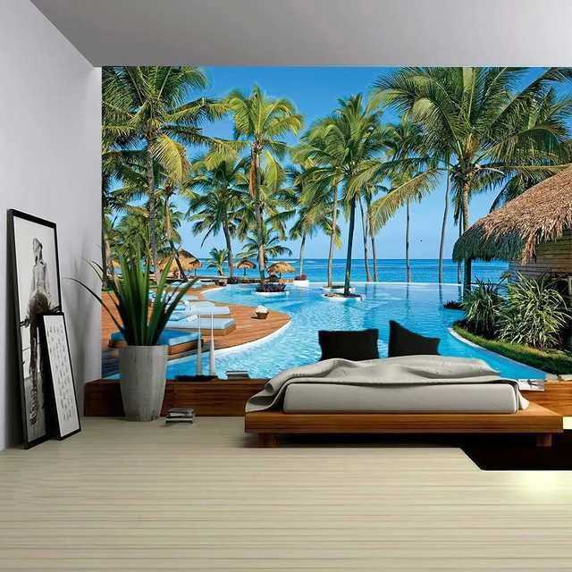 Tapestry Wall Hanging Beautiful Beach Landscape Decor Art Bedroom Window BackgroundM251125