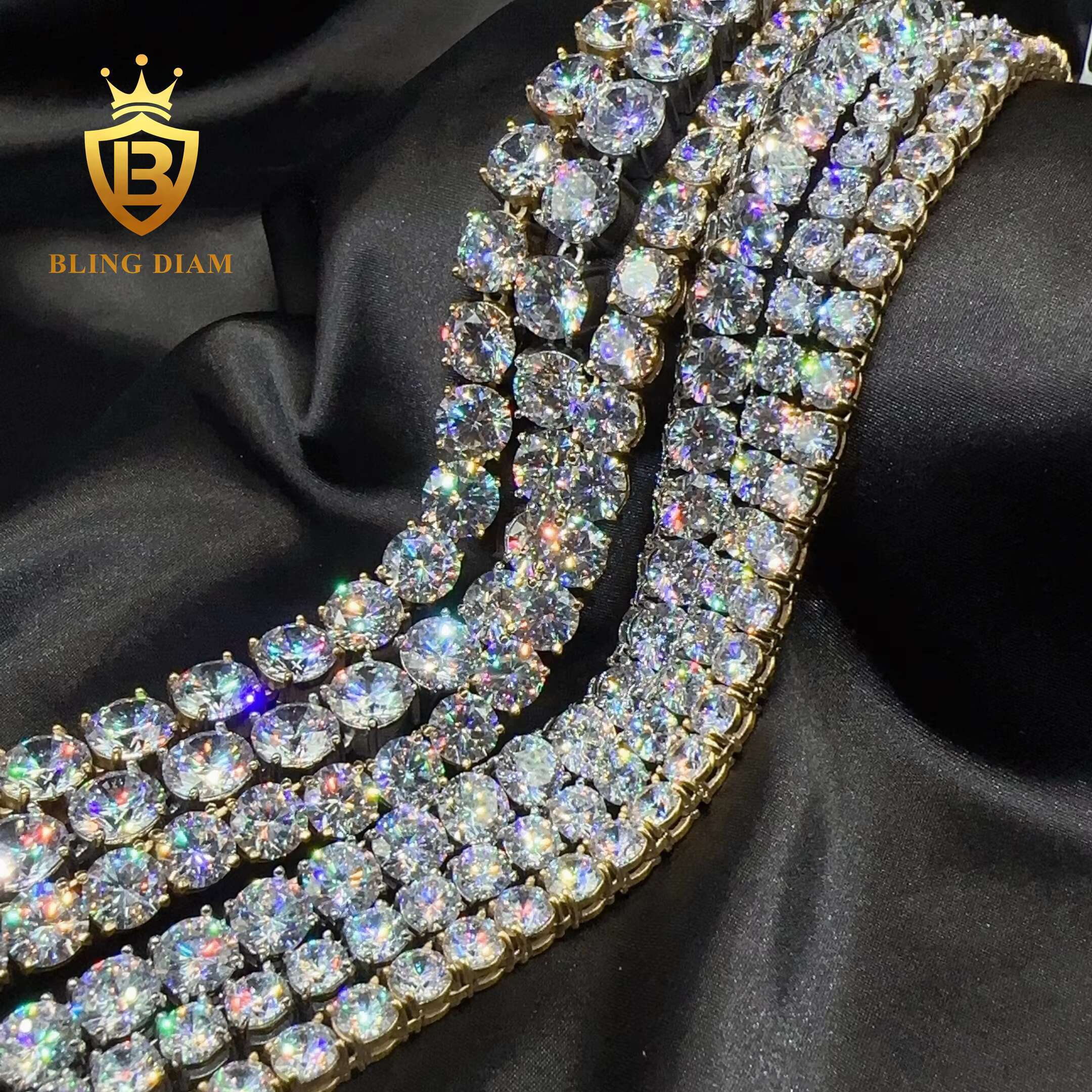 Iced Out Chocker Fashion 6mm 8mm 10mm 316L Stainless Steel Necklace 5A+Moissanite Diamond Hip Hop Tennis Chain