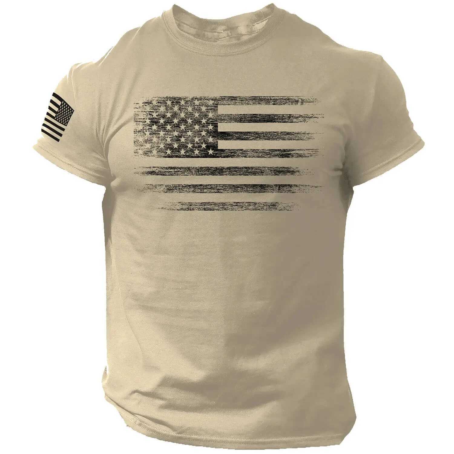 Gym mens T-shirt 3D printed American flag T-shirt oversized casual short sleeved summer sportswear mens clothing top T-shirt W250425