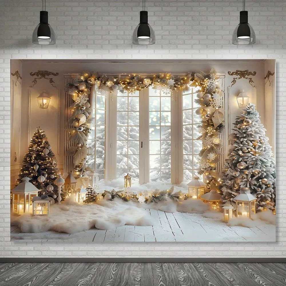 Christmas Day party decoration background cloth winter snow scene Christmas tree wall tapestry suitable for home outdoorM251125