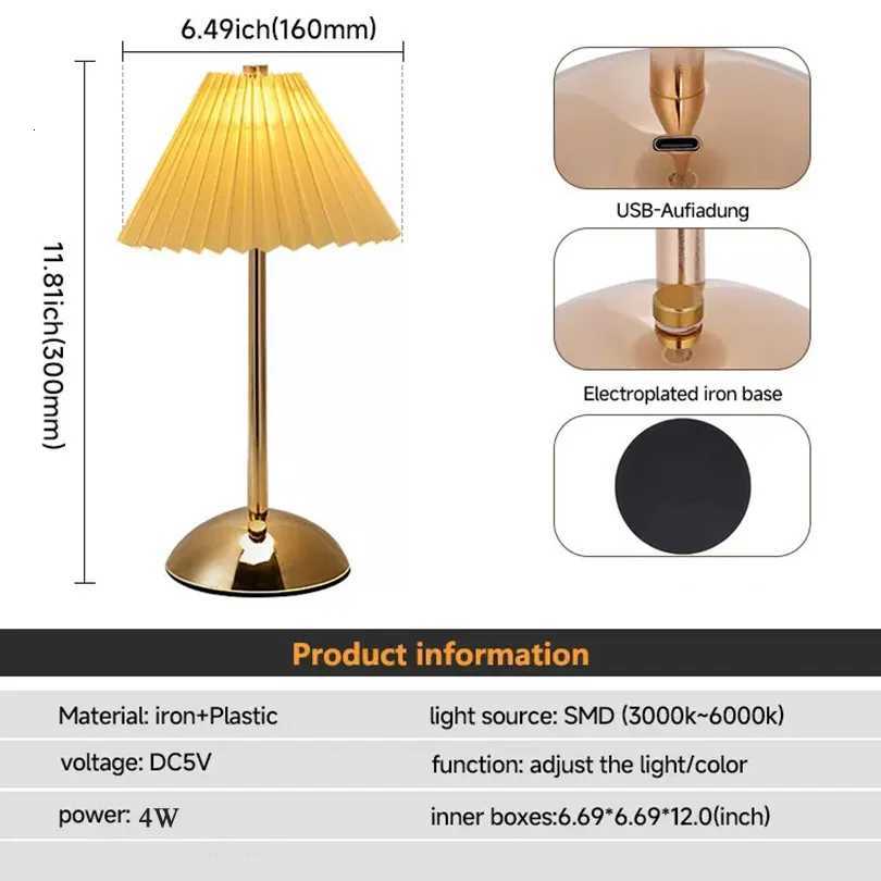 LED Table Lamp USB Rechargeable Table Lamp Creative Atmosphere Desk Lamp Vintage Bedroom Bedside Study Decorative Night LightsM251125