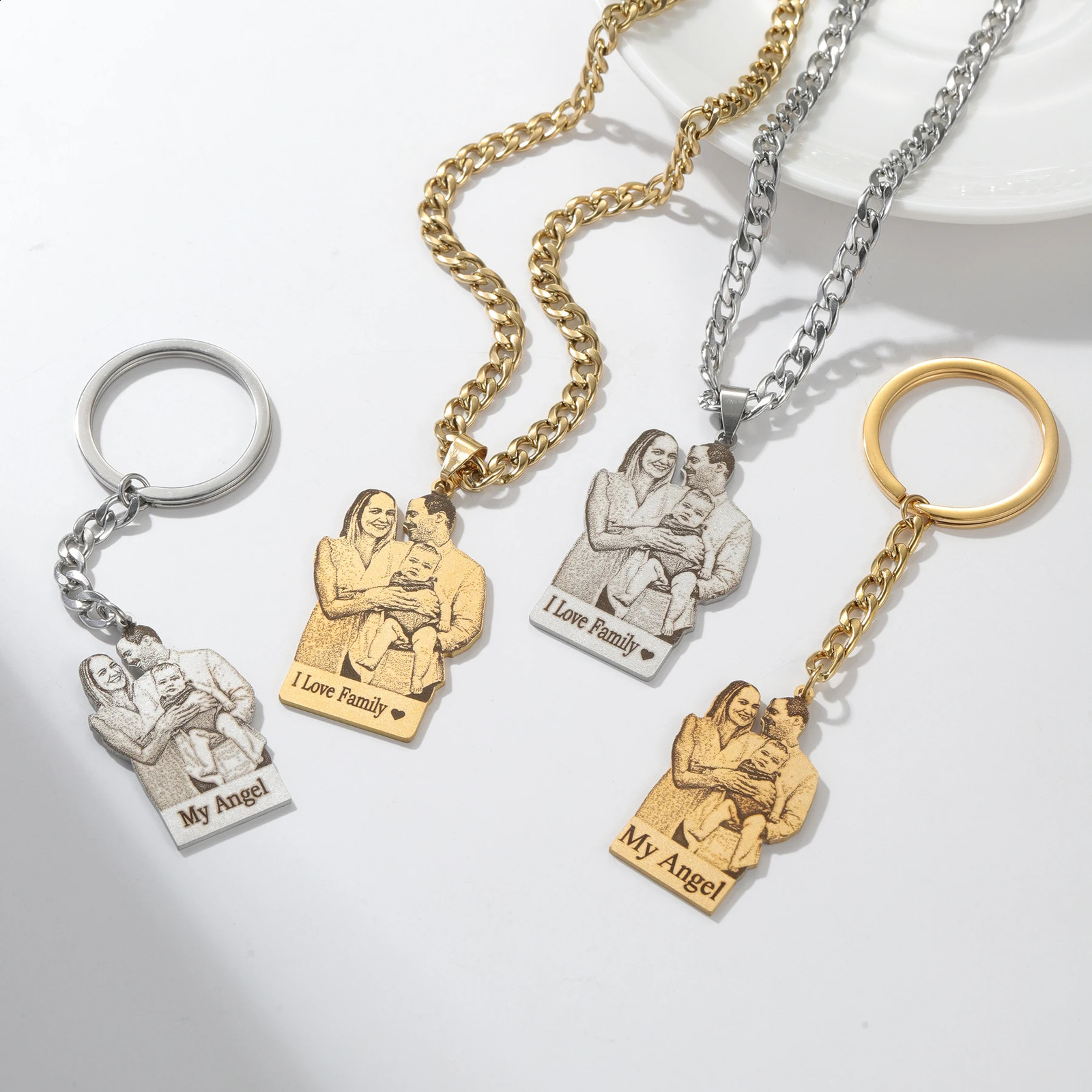 Qitian Custom Family Po Name Necklace Personalized Picture Memory Jewelry Stainless Steel Pendant For Women Men Baby Gifts 250425