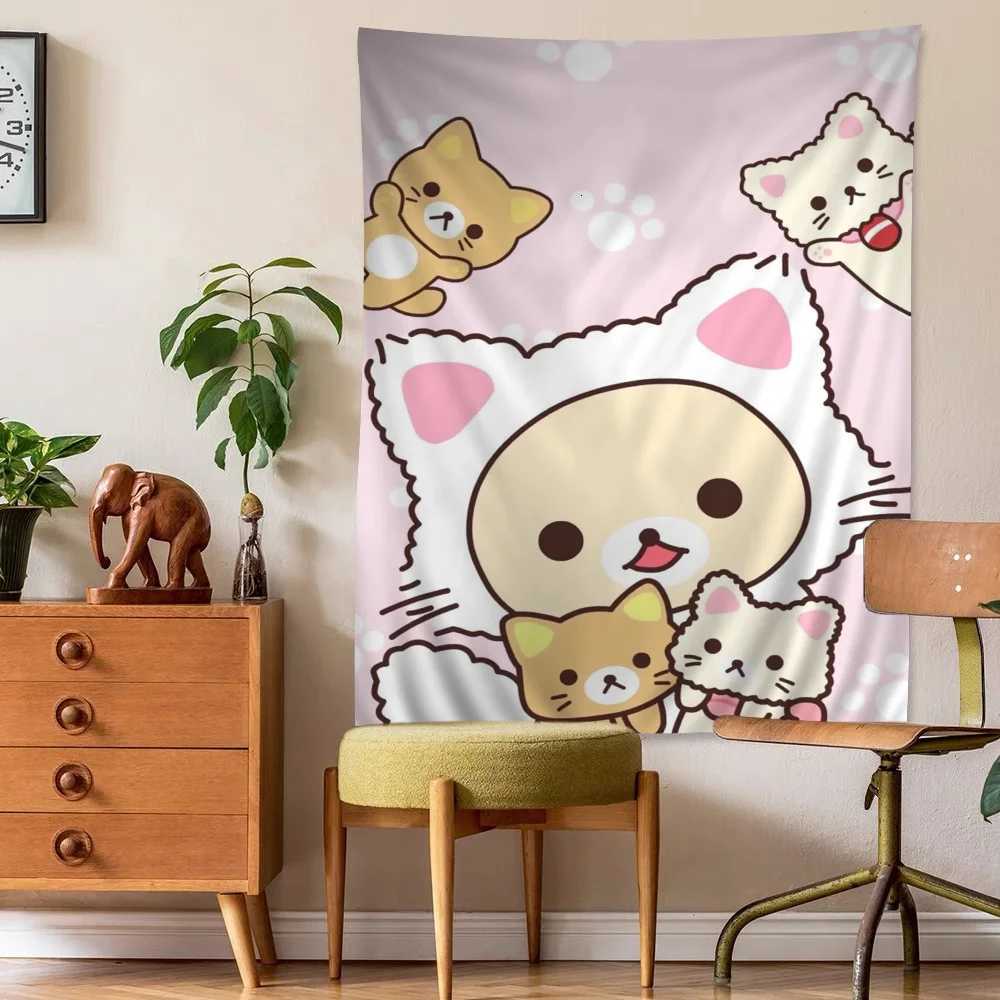 Cute Cartoon R-Rilakkuma Hippie Wall Hanging Tapestries Bohemian Wall Tapestries Mandala INS Home DecorM251125