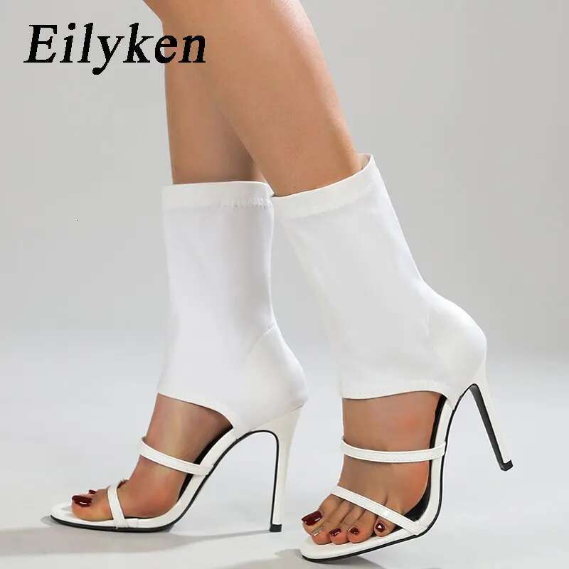 Eilyken Sexy Spring Autumn Stretch Boots High Heels Women Sandals Fashion Peep Toe Ankle Strap Hollow Pumps Pole Dancing Shoes