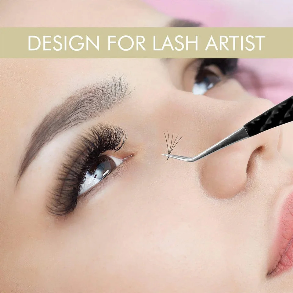 Eyelash Extensions Tweezers Noir N°1 - Fiber Lash Tweezer Veyelash Professional 90 Degree Tweezers for Volume Stainless steel 250422