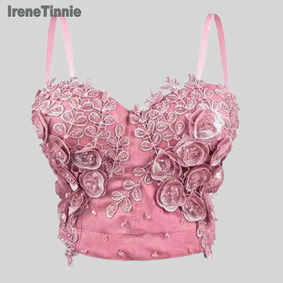 Irene Tinnie Fashion Embroidery Flower Womens Y2k Bustier Bra Wedding Corset Party Cutting Top Vest Ropa De Muje Plus Size 250422
