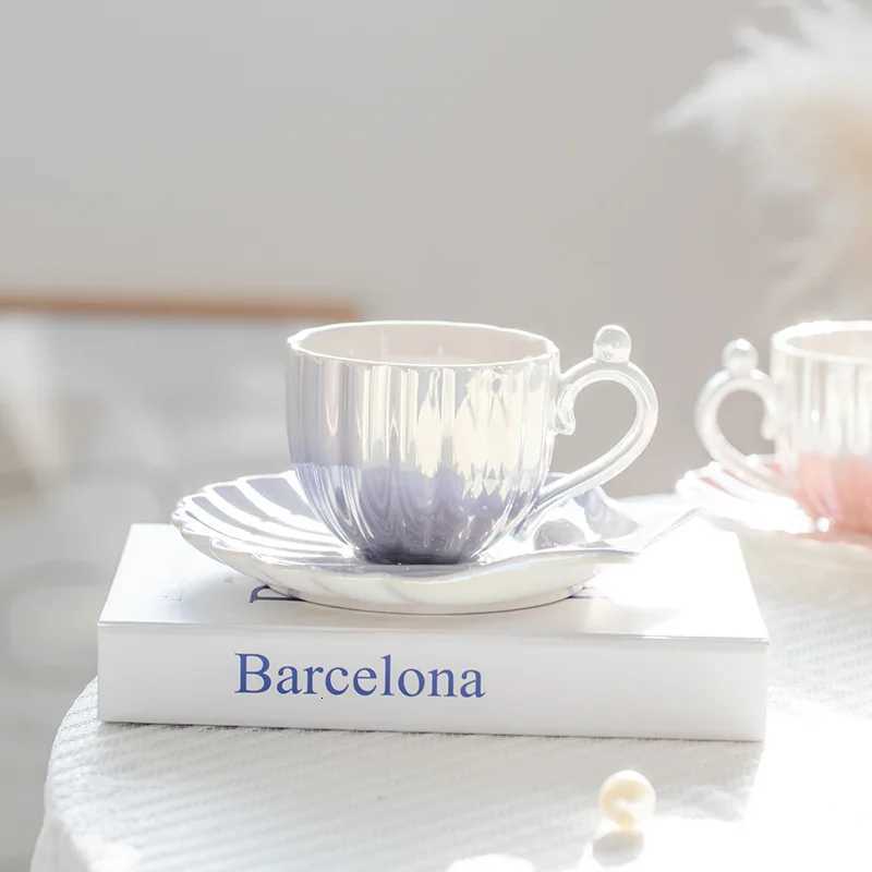 Pearl Shell Design Ceramics Mugs with Tray coffee mug Milk Tea office Cups Drinkware the Best birthday Gift for Friends Y251125