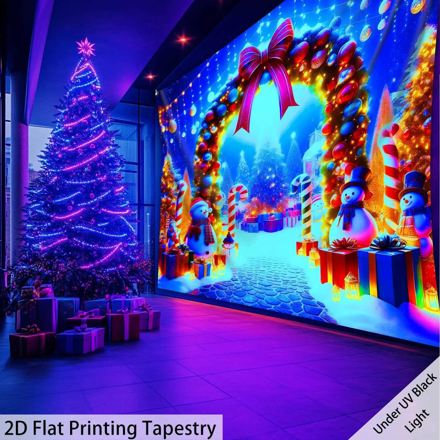 VIKAMA Christmas Tapestry Archway Snowman Colorful Ball Living Room Party Backdrop Wall Hanging Room DecorM251125