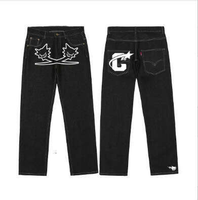 Autumn and Winter New American Hip Hop Printed Jeans for Men, High Street Trendy Brand Hiphop Wide Leg Pants